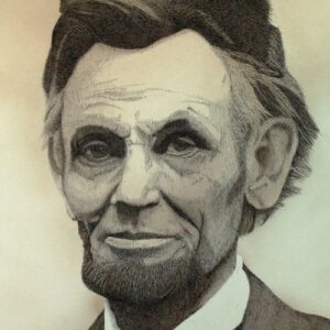 A drawing of abraham lincoln with a beard.