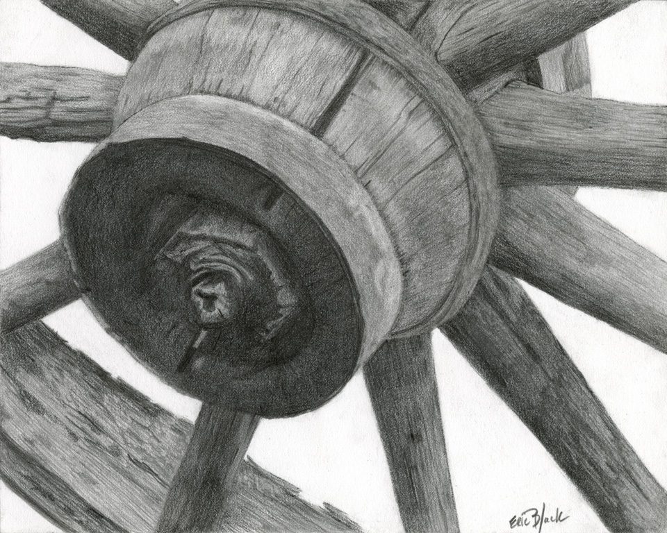 A drawing of an old wooden barrel on top of a structure.